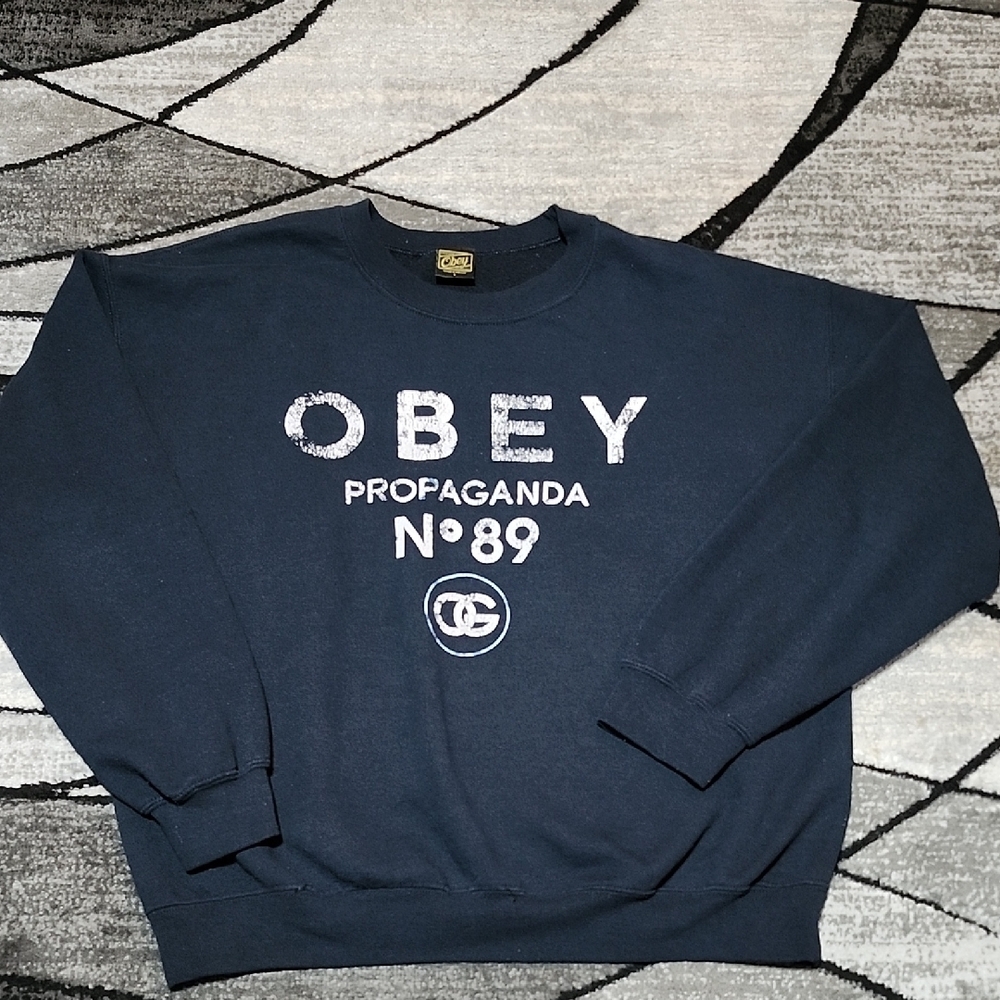 VINTAGE OBEY PROPAGANDA N° 89 BLK CREW-NECK SWEATSHIRT SIZE LARGE